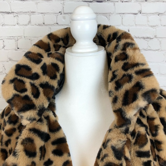 Love Tree Gorgeous Leopard Faux Fur Lined Coat NWT - Picture 3 of 7